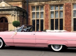 Classic Pink Convertible Cadillac for weddings in London